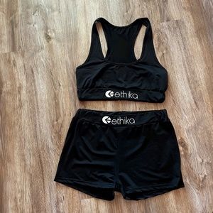 Women's ethika black shorts set, size Large